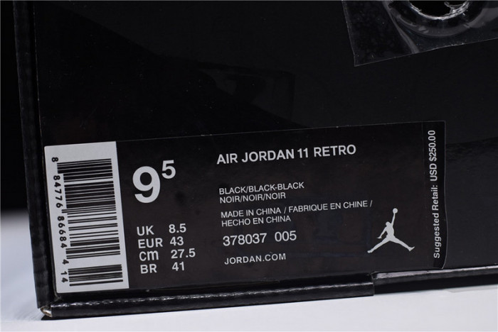 air jordan 11 “cap and gown” black 378037-005