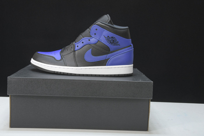 jordan 1 mid hyper royal tumbled leathe 554724-077