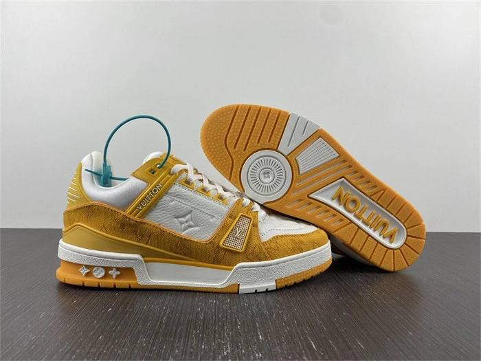 Compact Luis Vitton Trainer Yellow Monogram Denim White 1A9JHB 1707