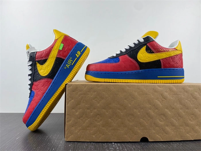 Nike Air Force 1 Luis Vitton Red and Yellow Elegant 5132